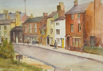 Stanley Nowell, watercolour, ‘Chester Street, Wrexham, North Wales’, signed, details verso, 24 x 34cm. Condition - good